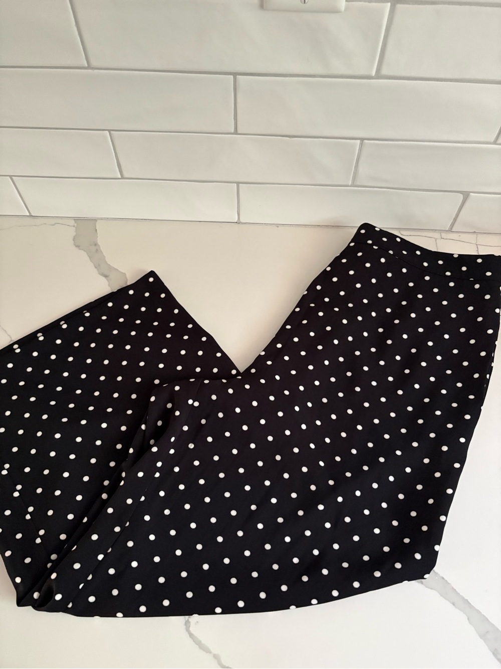 ADRIENNE VITTADINI Black & White Polka Dot Wide Leg Pants